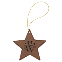 Thumbnail for Dark Brown Laserable Leatherette Star Ornament with Gold String