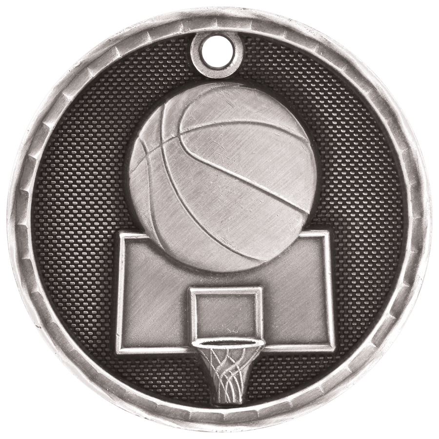2" Antique Gold 3D Basketball Medal