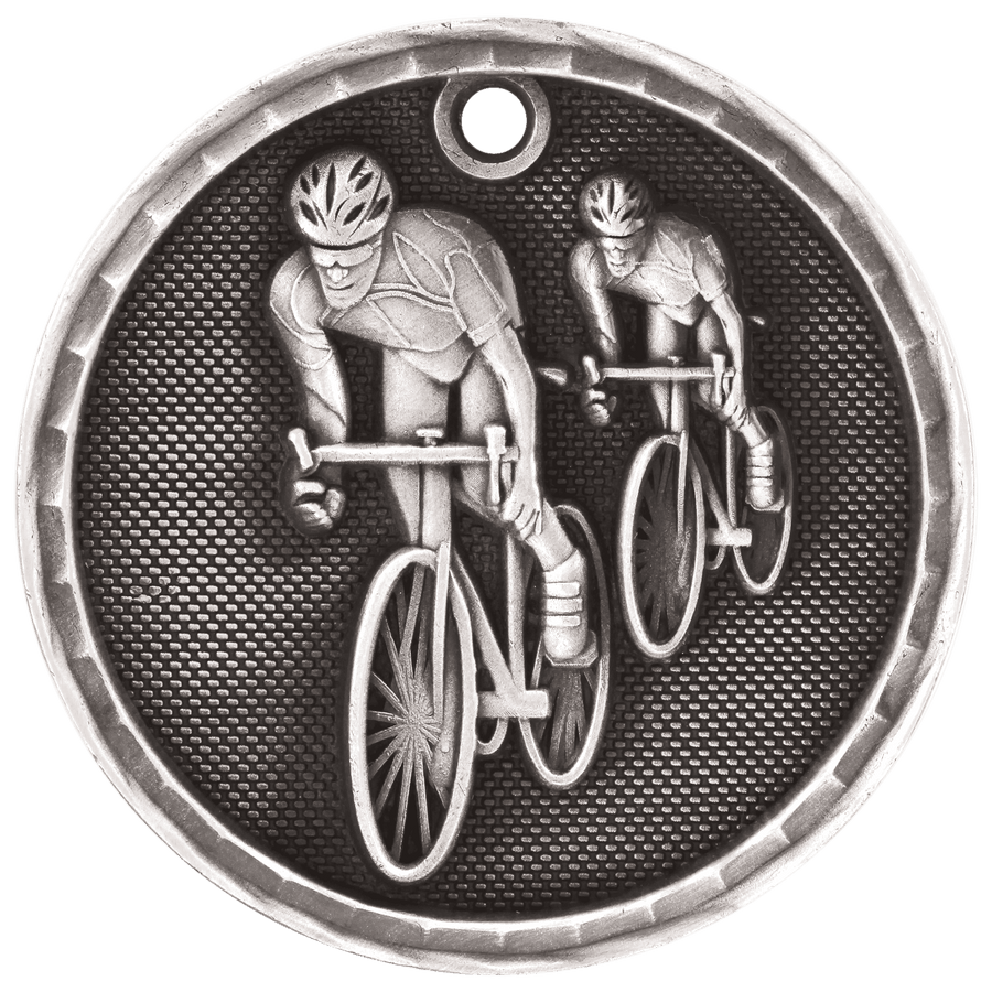 2" Antique Gold 3D Bicycling Medal