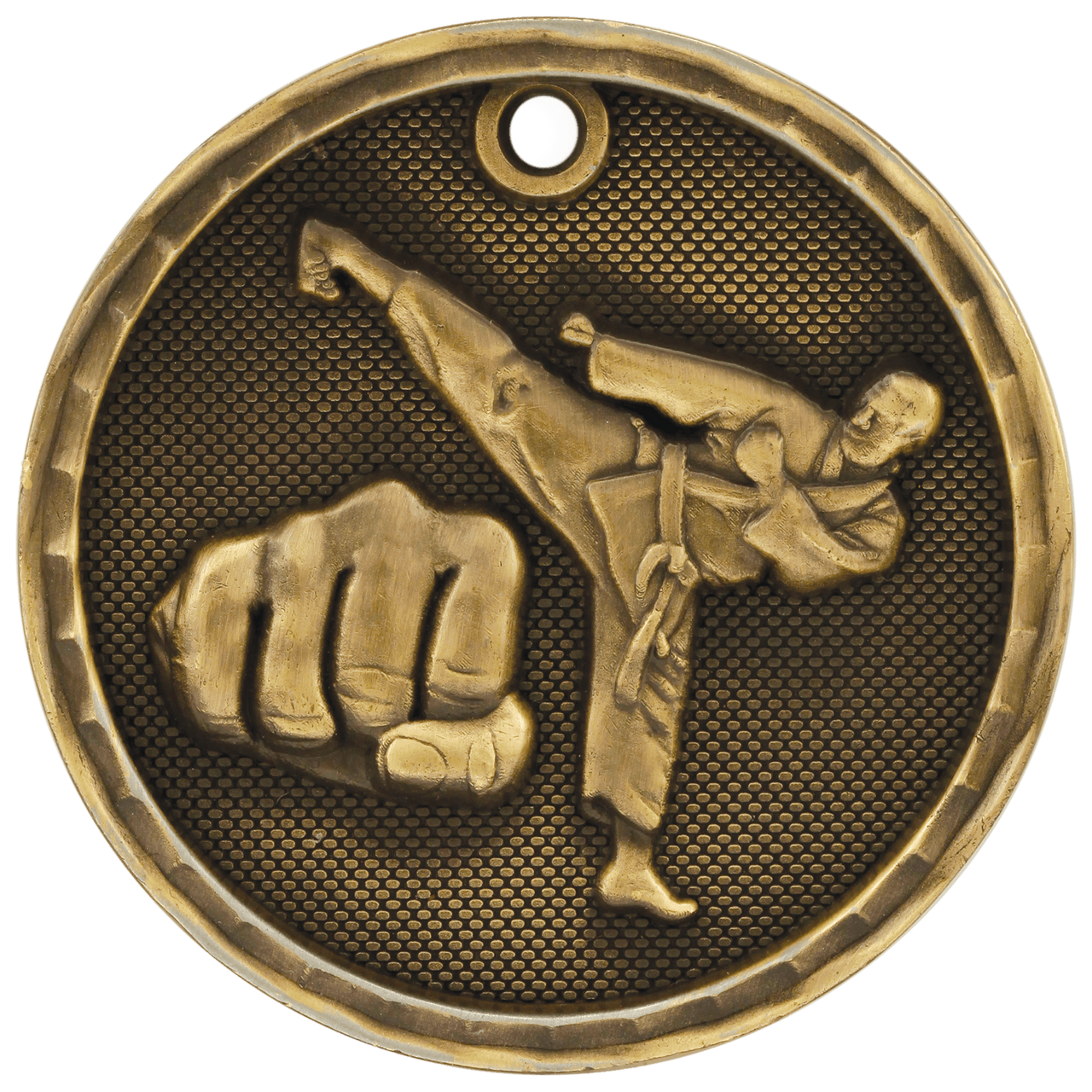 2" Antique Gold 3D Martial Arts Medal