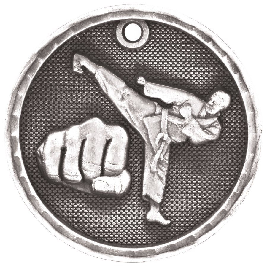 2" Antique Gold 3D Martial Arts Medal