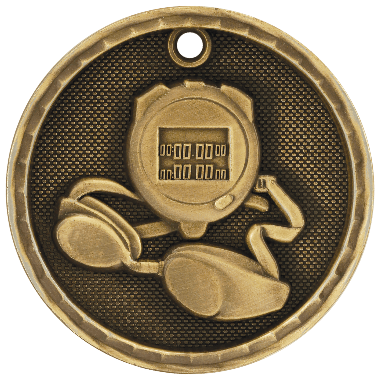 2" Antique Bronze 3D Swimming Medal