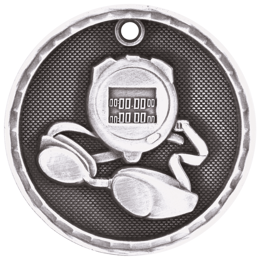 2" Antique Bronze 3D Swimming Medal