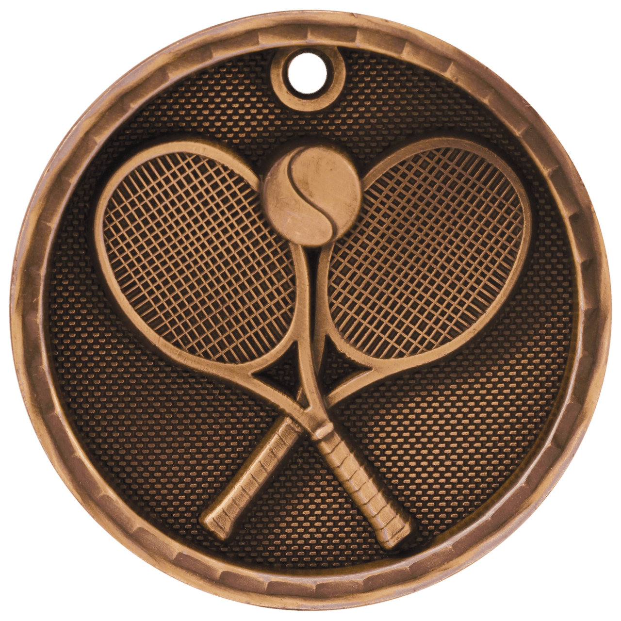 2" Antique Bronze 3D Tennis Medal