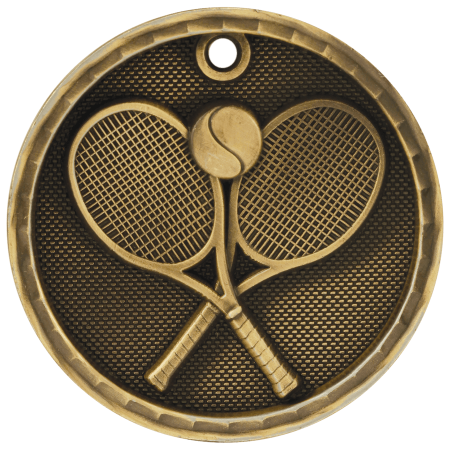 2" Antique Bronze 3D Tennis Medal