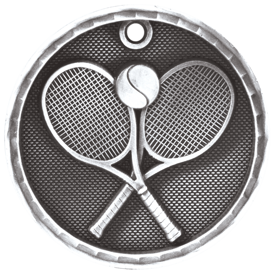 2" Antique Bronze 3D Tennis Medal