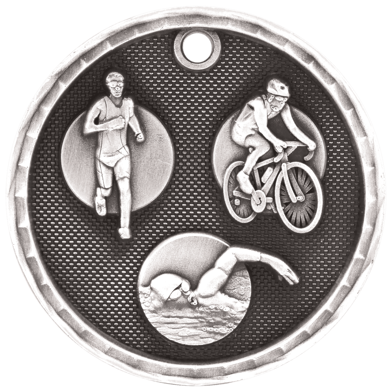 2" Antique Gold 3D Triathlon Medal
