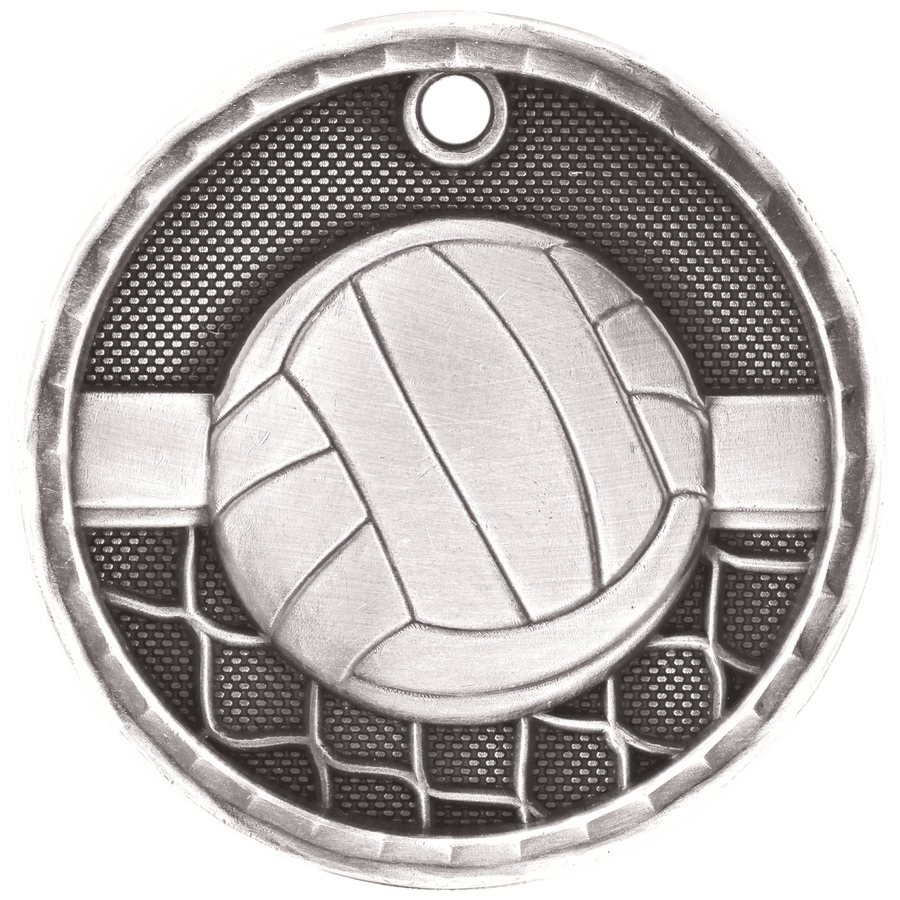 2" Antique Gold 3D Volleyball Medal