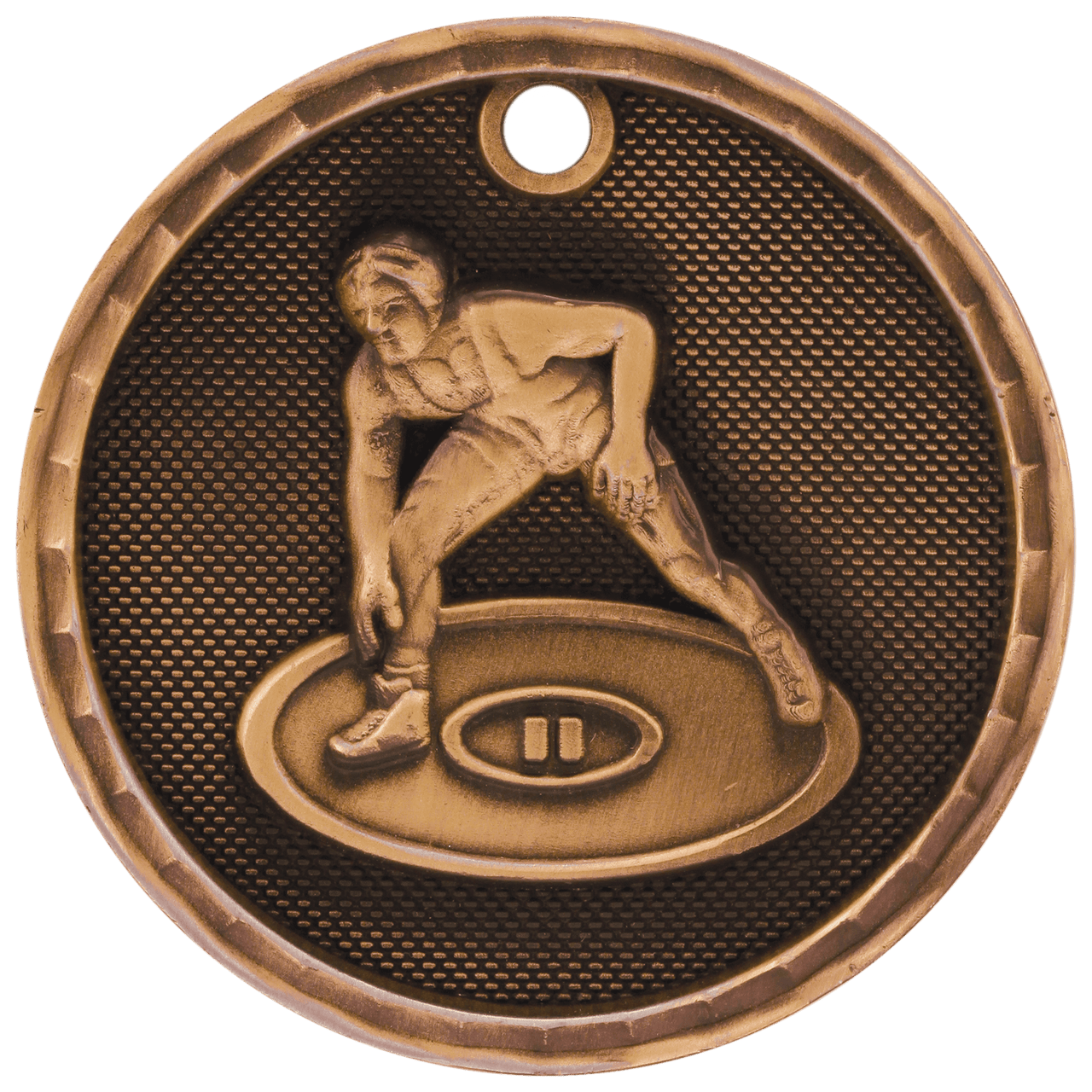 2" Antique Gold 3D Wrestling Medal