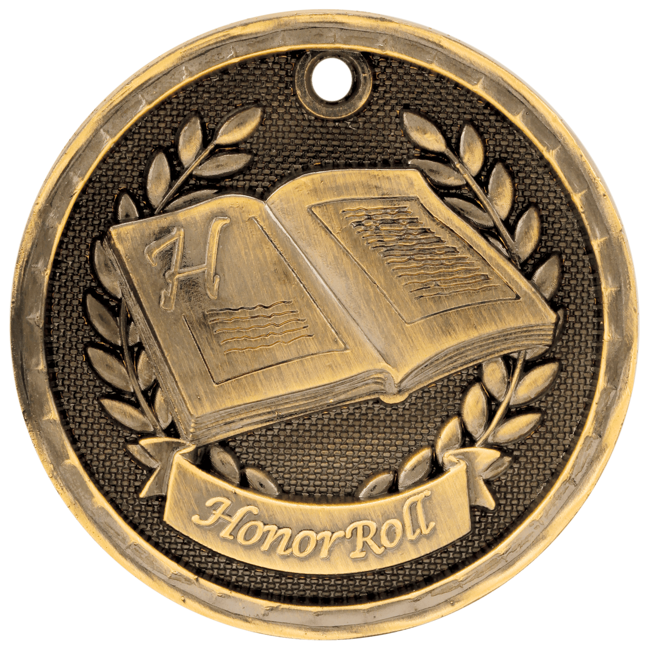 2" Antique Gold 3D Honor Roll Medal
