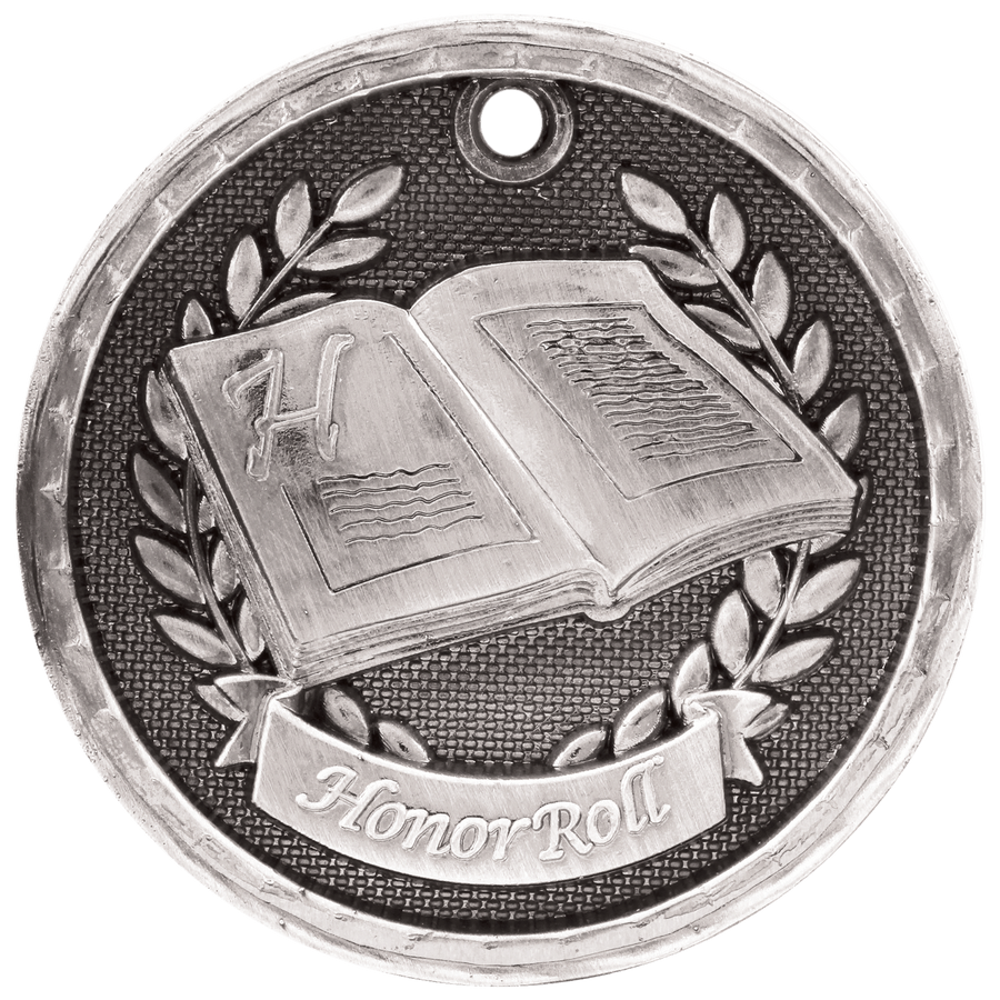 2" Antique Silver 3D Honor Roll Medal