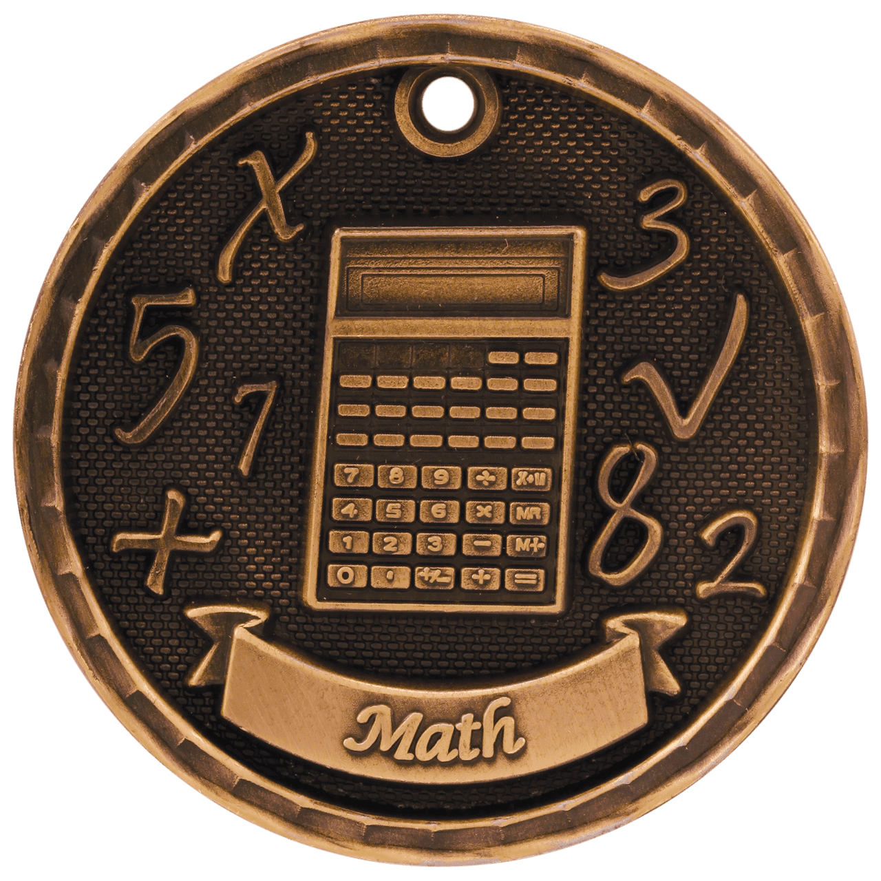 2" Antique Gold 3D Math Medal