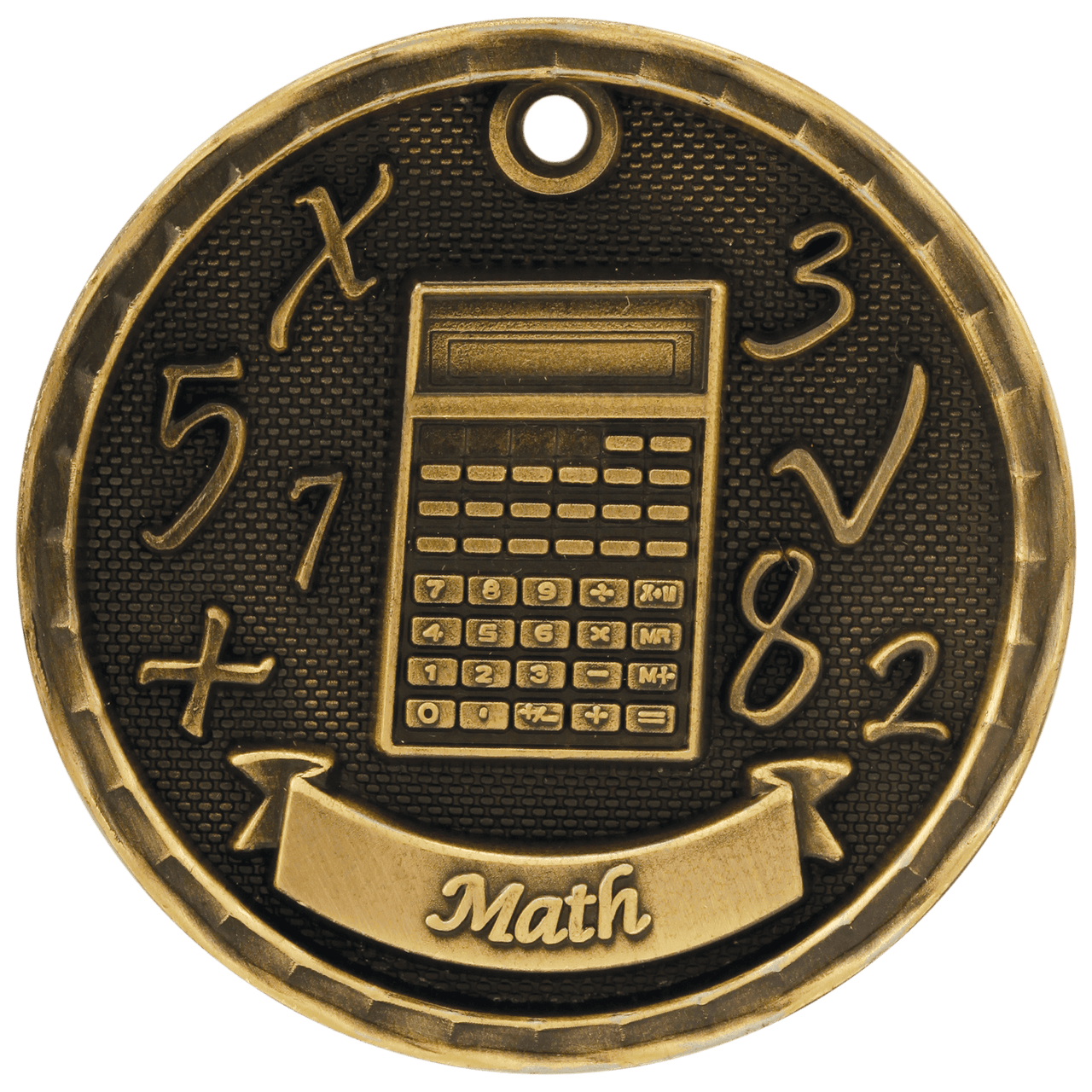 2" Antique Gold 3D Math Medal