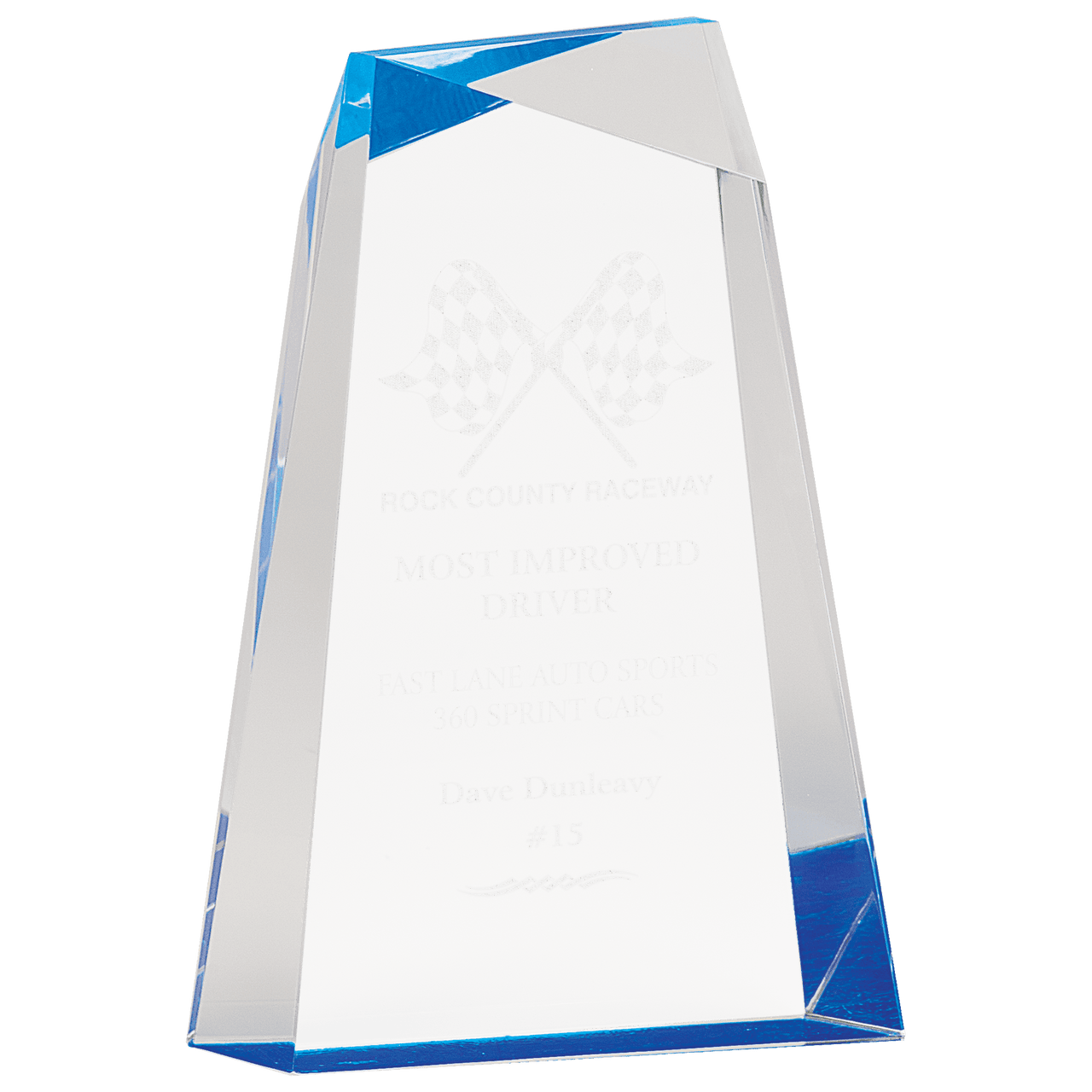8" Blue Facet Wedge Acrylic