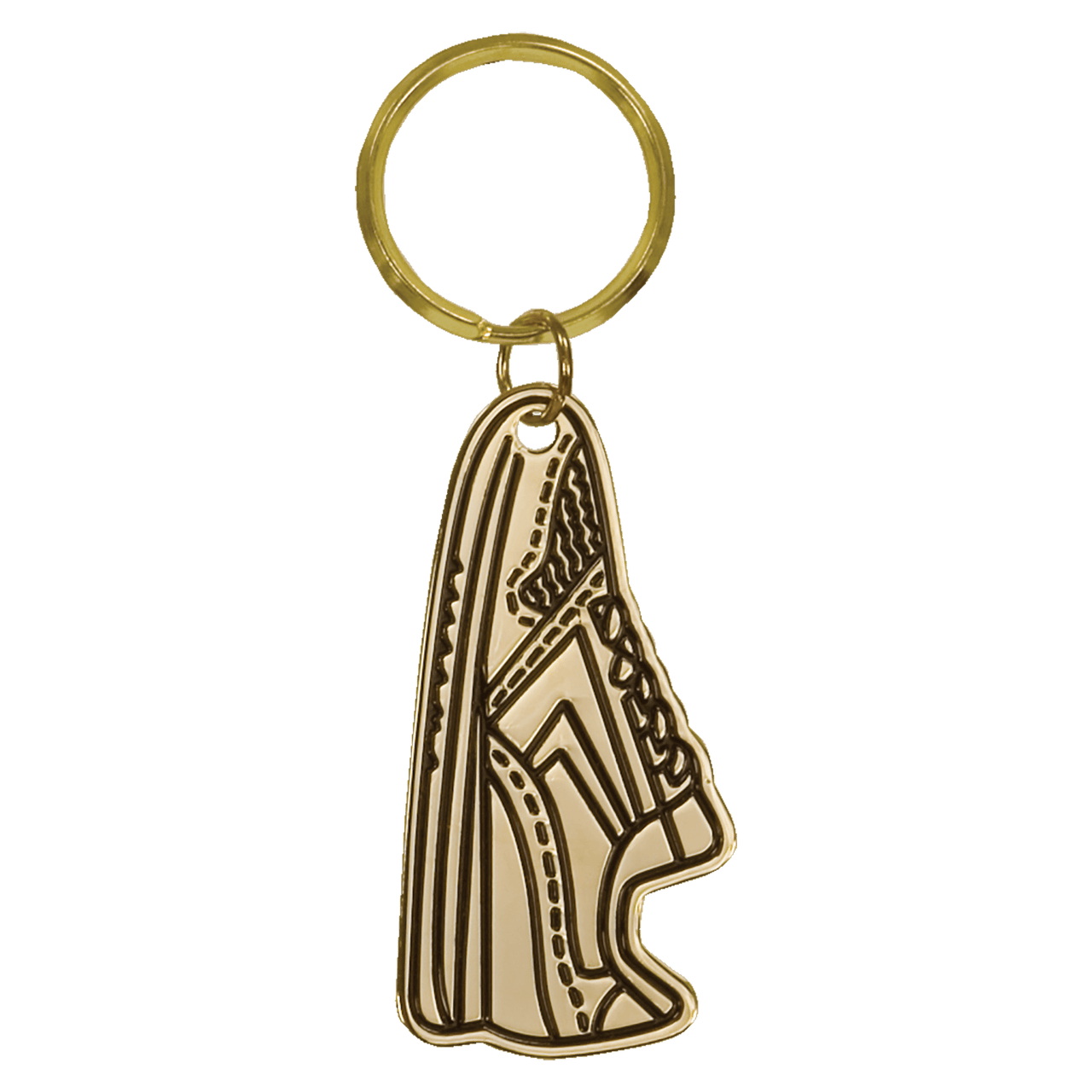 1 1/2" x 2 1/2" Gold Running Shoe Brass Keychain