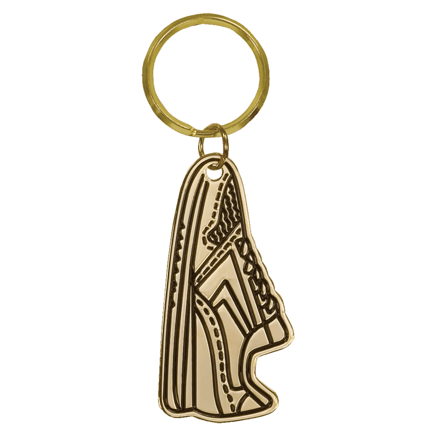 1 1/2" x 2 1/2" Gold Running Shoe Brass Keychain