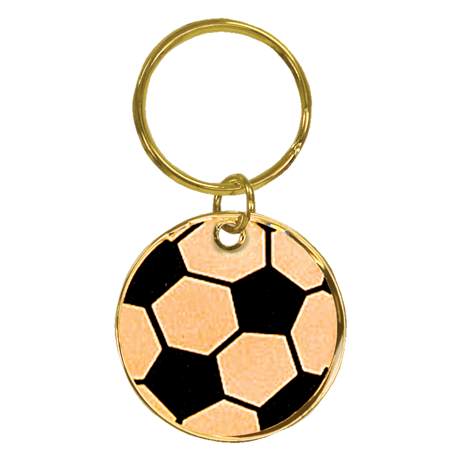 1 1/2" Gold Soccer Brass Keychain