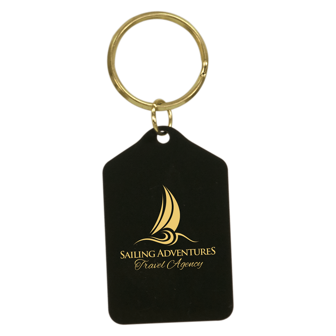 1 1/2" x 2 1/2" Black Tablet Brass Keychain