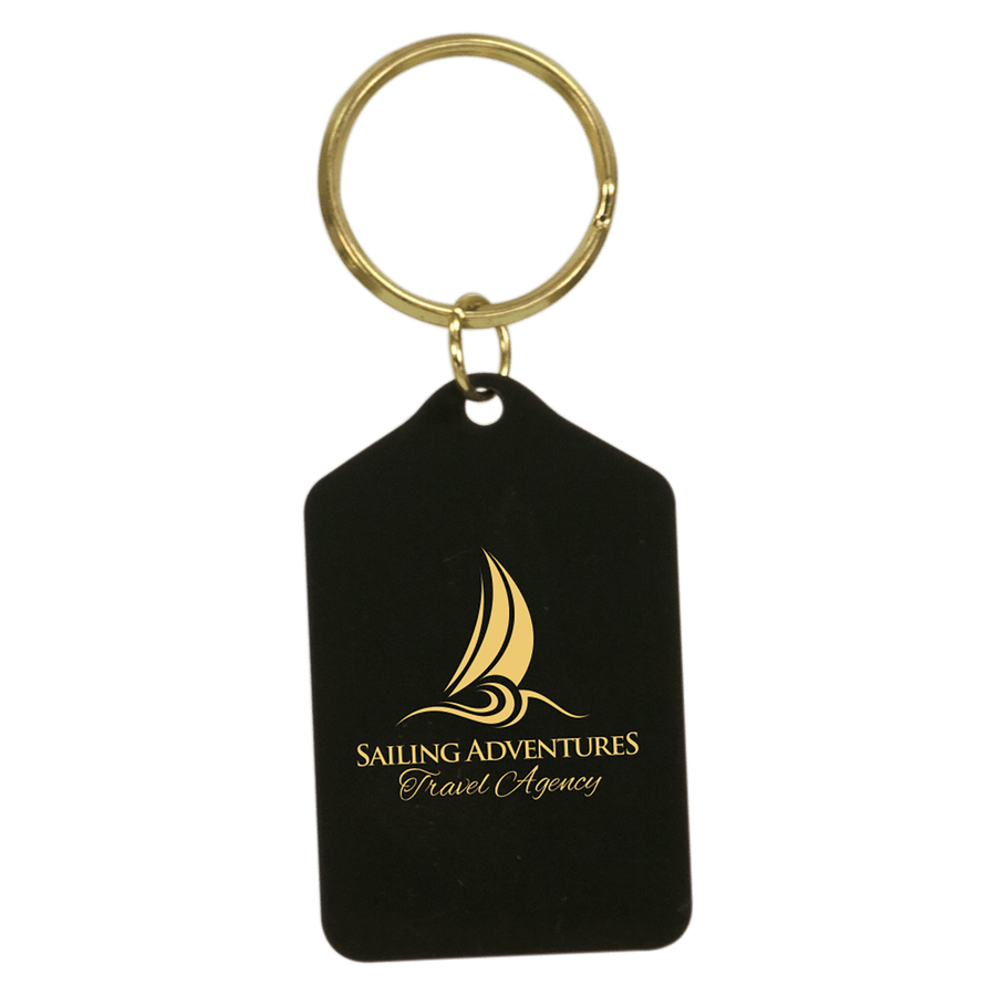 1 1/2" x 2 1/2" Gold Tablet Brass Keychain