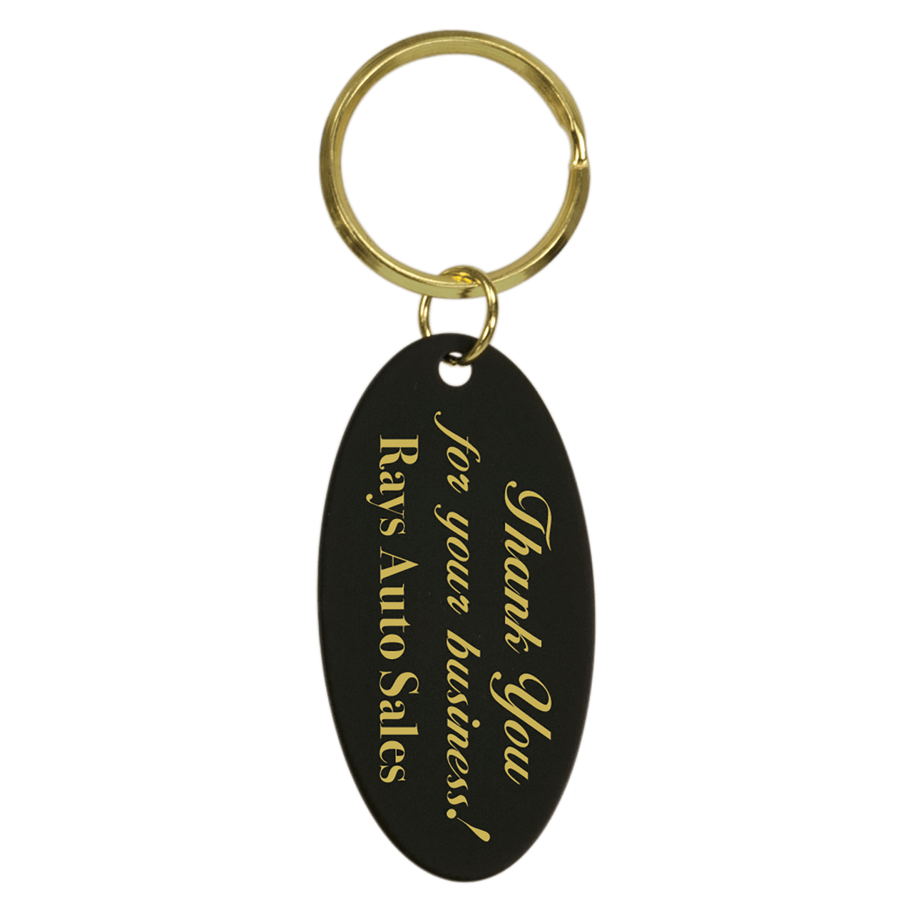 1 1/4" x 2 1/2" Black Oval Brass Keychain