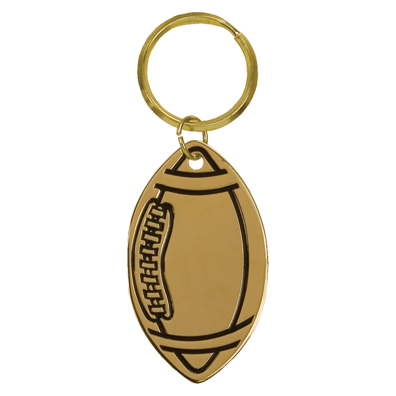 1 1/2" x 2 1/2" Gold Football Brass Keychain