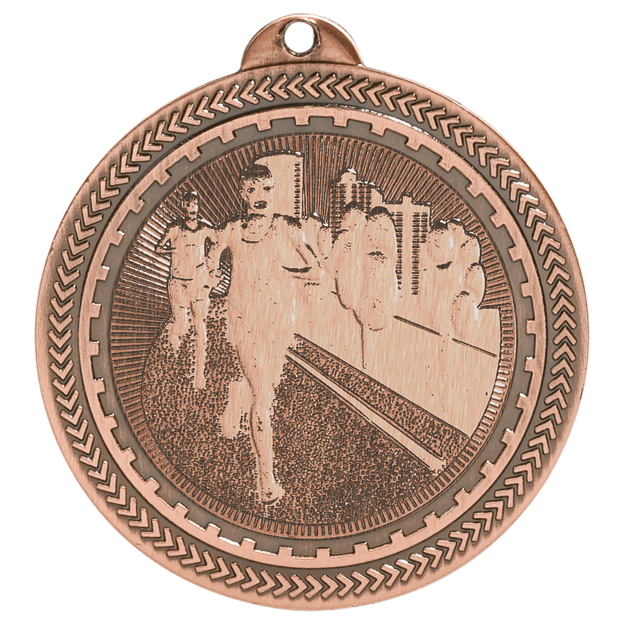 2" Bright Silver Cross Country Laserable BriteLazer Medal
