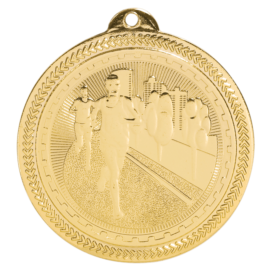 2" Bright Silver Cross Country Laserable BriteLazer Medal