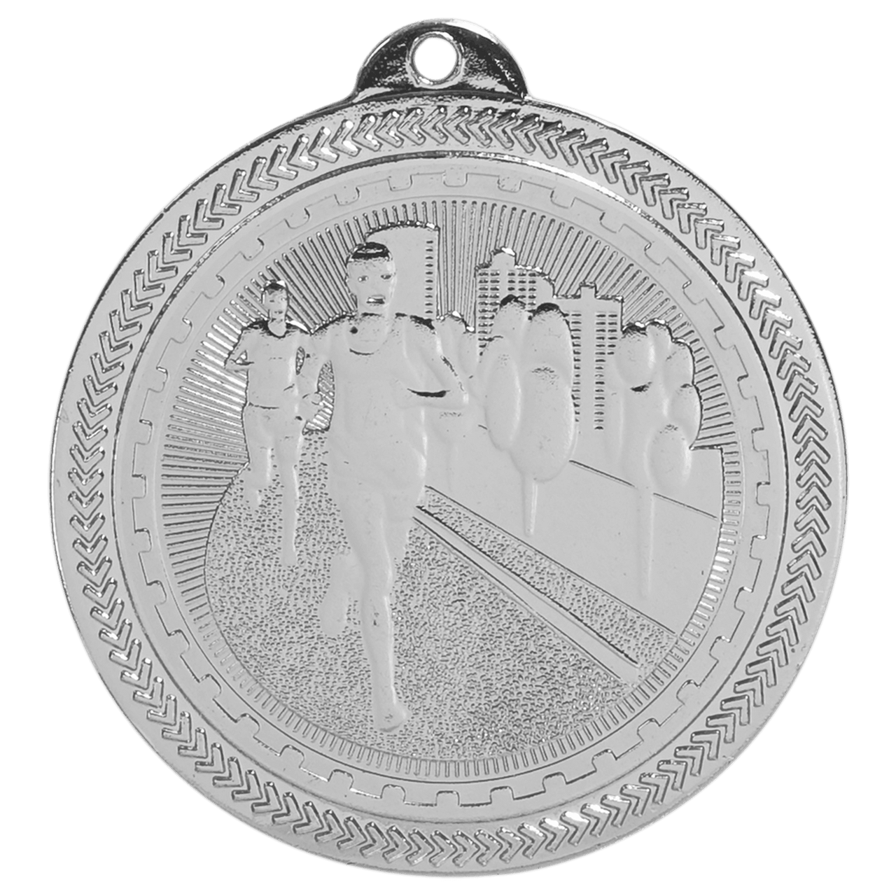 2" Bright Silver Cross Country Laserable BriteLazer Medal