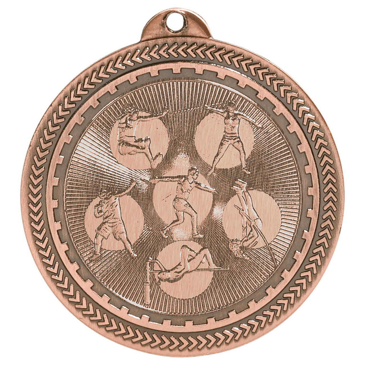 2" Bright Gold Field Events Laserable BriteLazer Medal