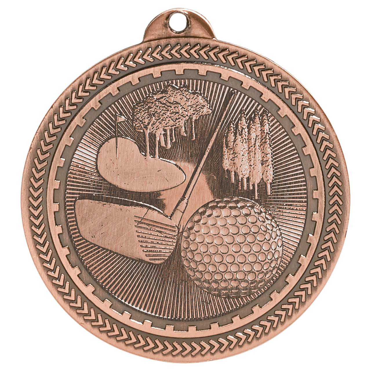 2" Bright Gold Golf Laserable BriteLazer Medal