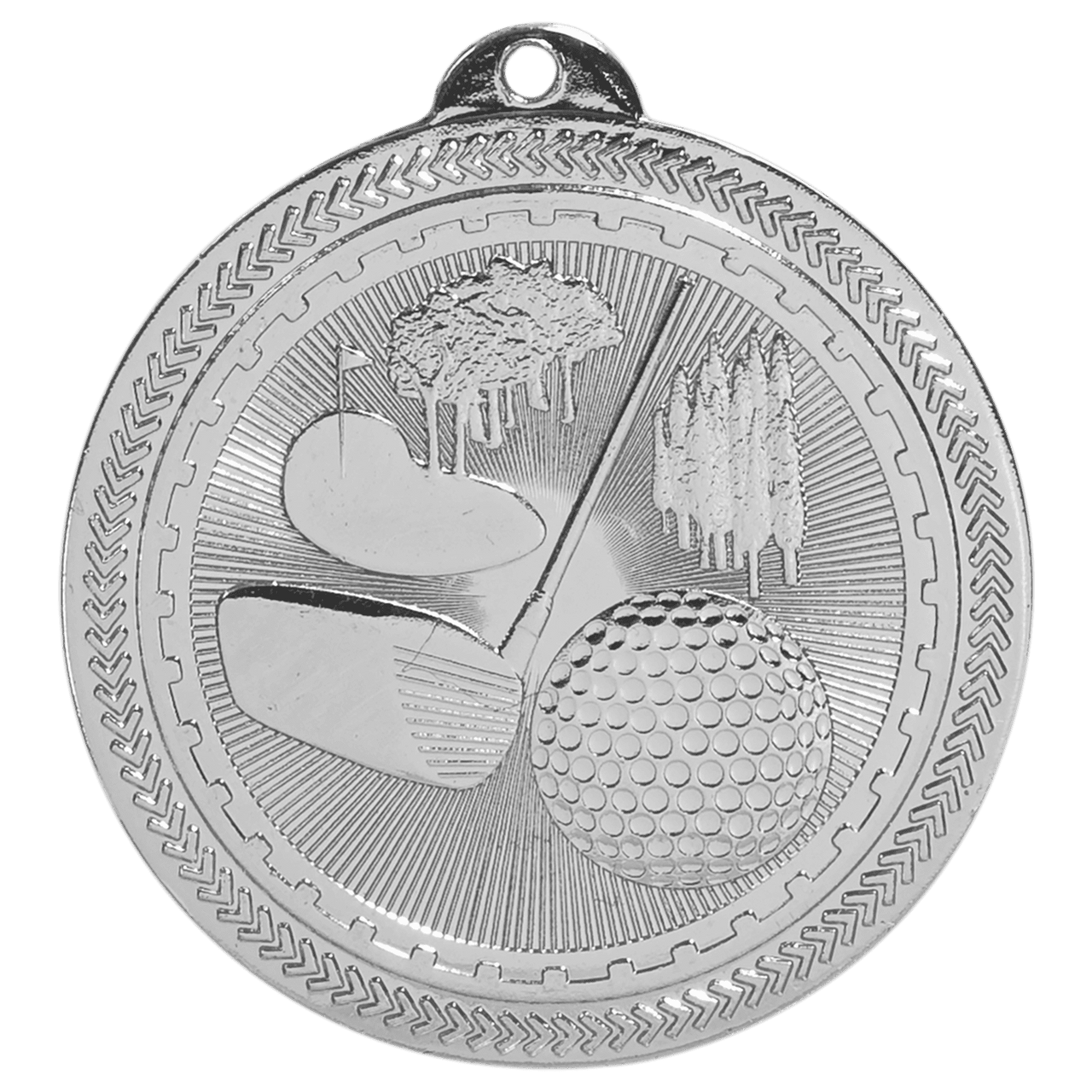 2" Bright Gold Golf Laserable BriteLazer Medal