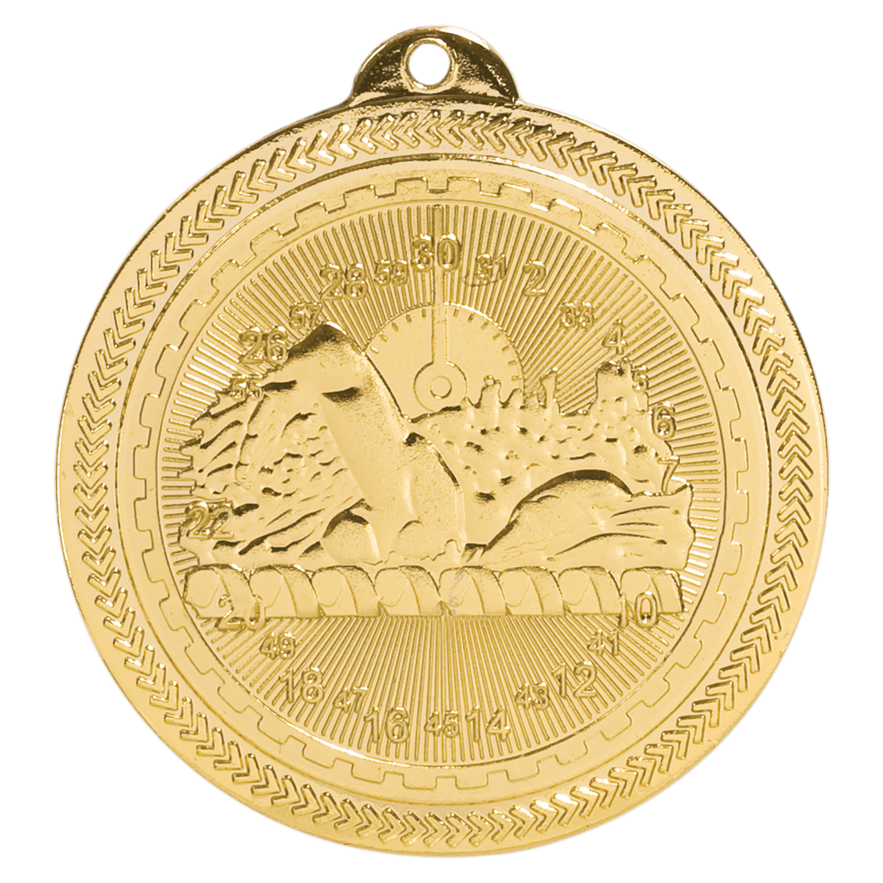 2" Bright Gold Swimming Laserable BriteLazer Medal