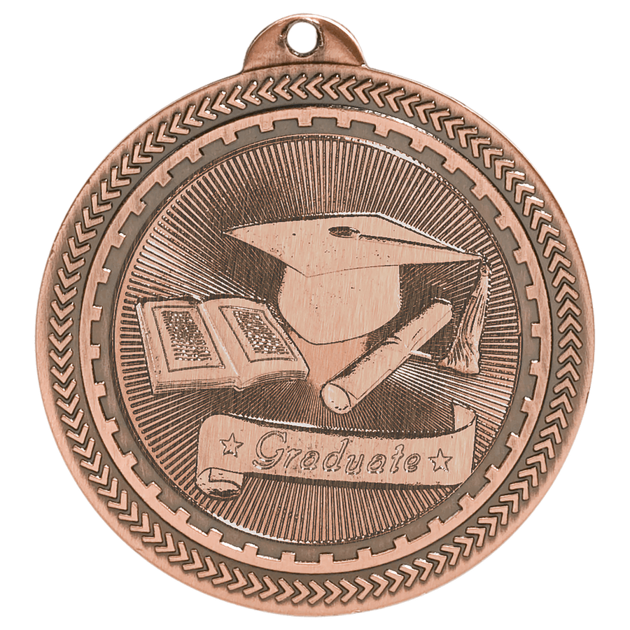 2" Bright Gold Graduate Laserable BriteLazer Medal