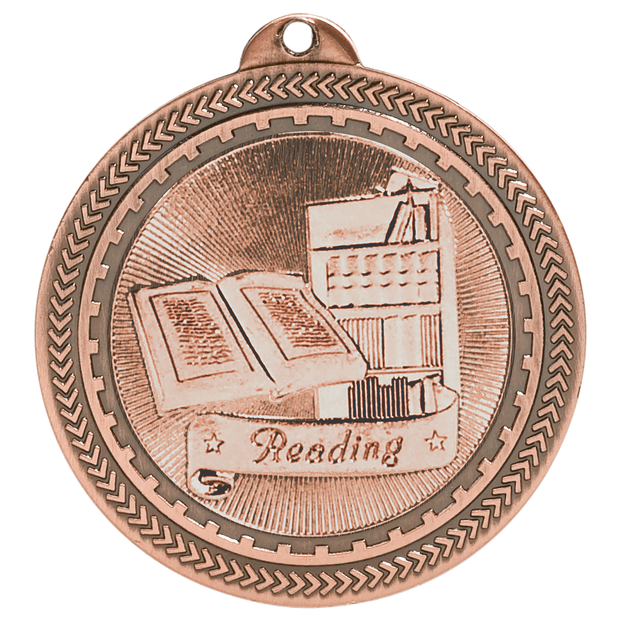 2" Bright Gold Reading Laserable BriteLazer Medal