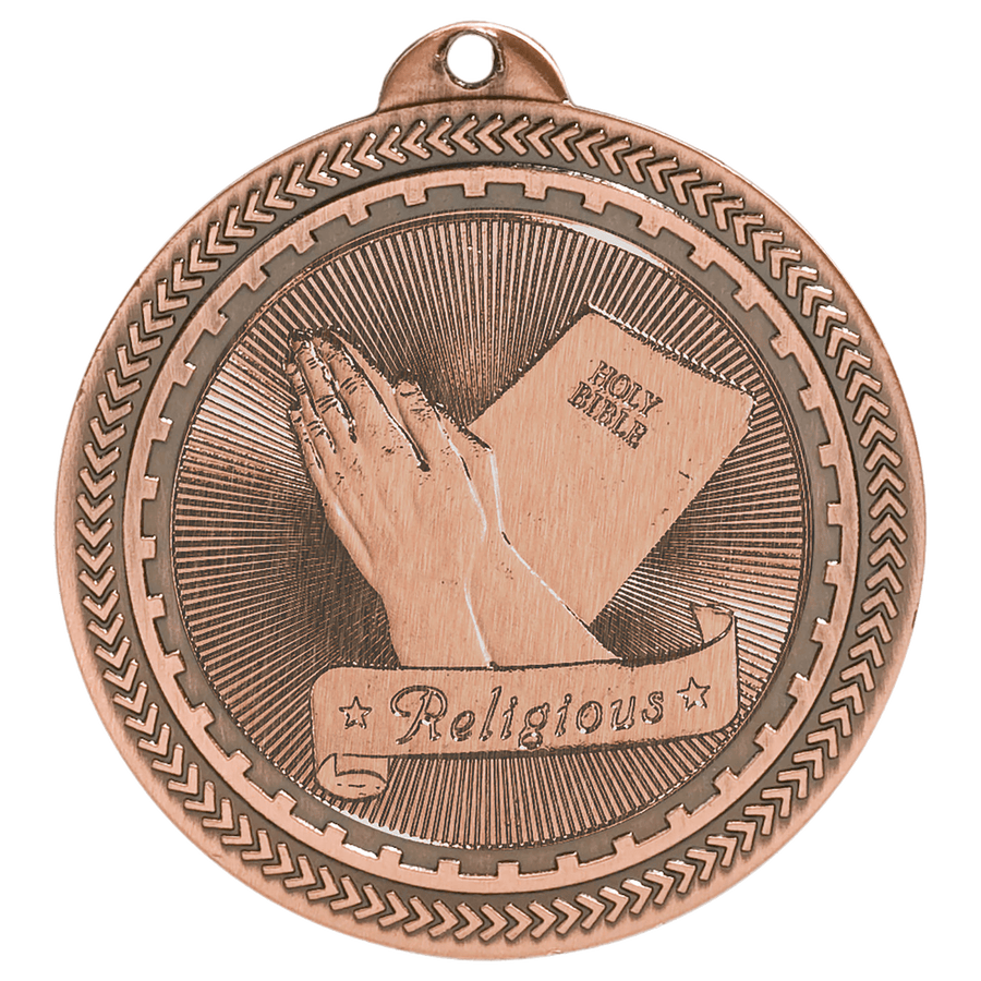 2" Bright Gold Religious Laserable BriteLazer Medal