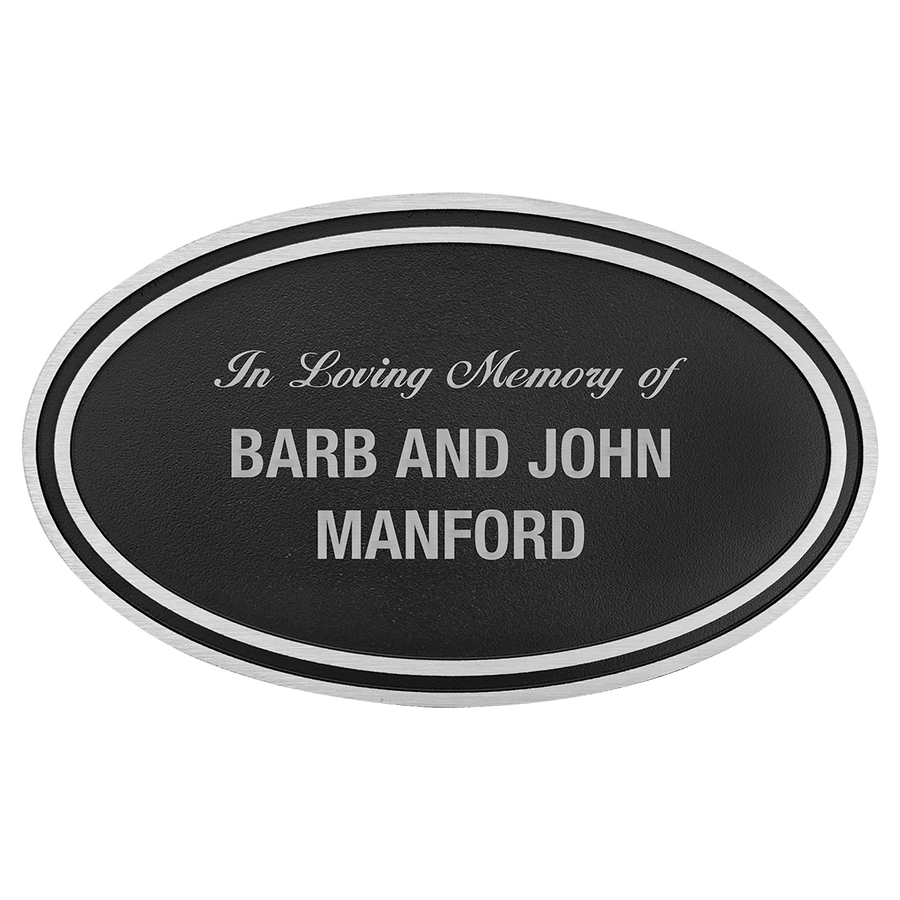 12" x 7" Silver/Black Oval Cast Aluminum Sign with 24" Aluminum Rod