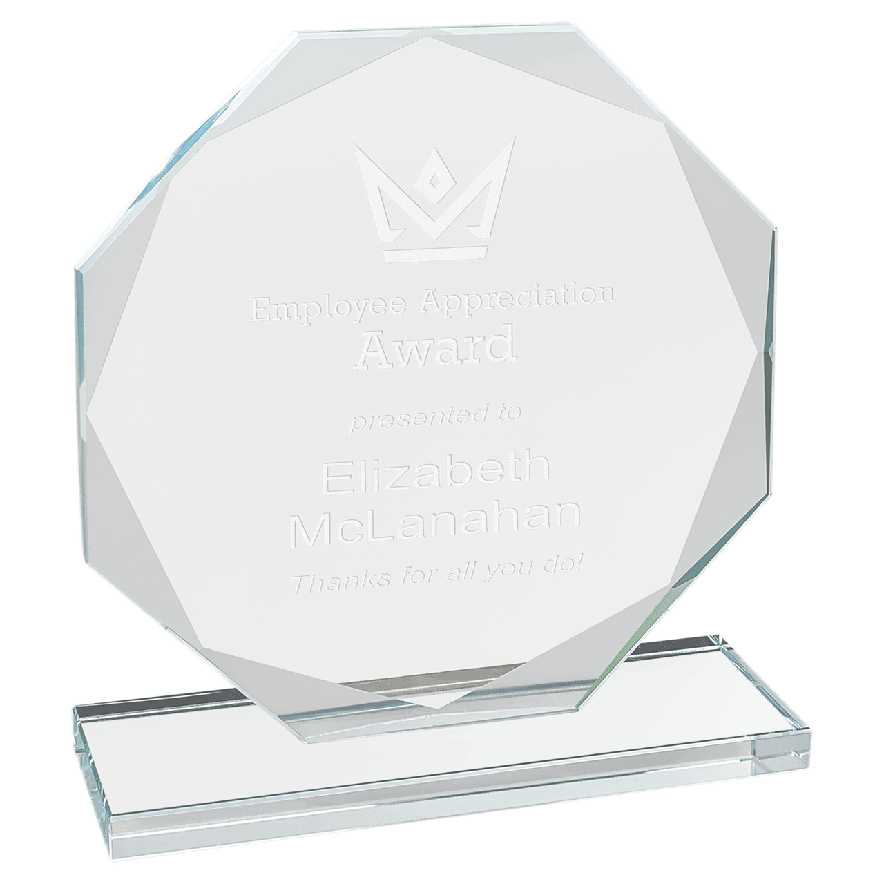 7 1/2" Octagon Clear Glass Award