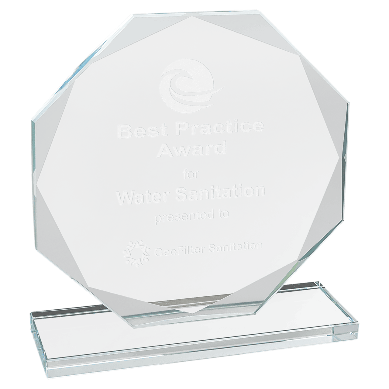 7 1/2" Octagon Clear Glass Award