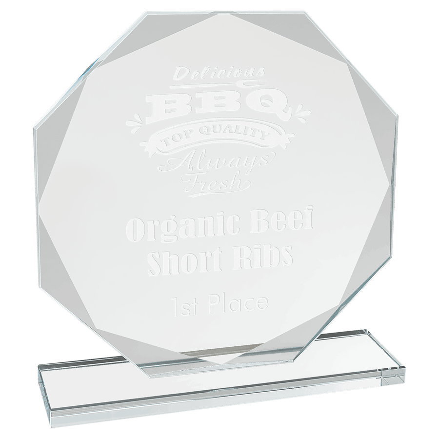7 1/2" Octagon Clear Glass Award