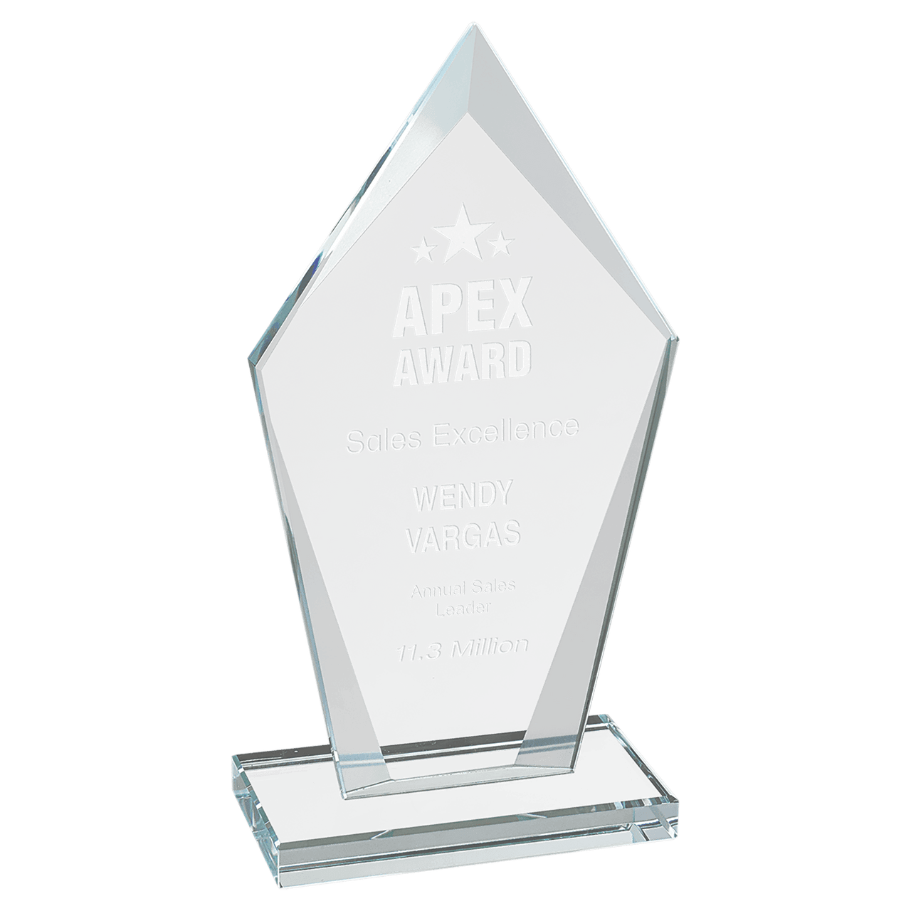 7 1/2" Diamond Clear Glass Award