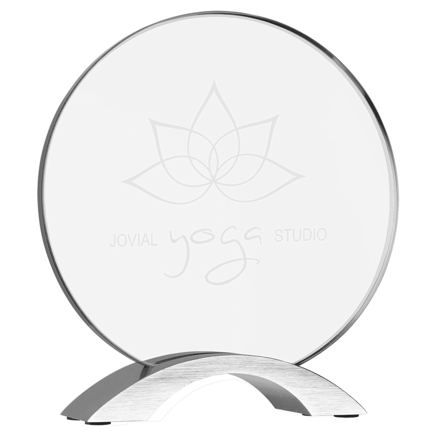 7 1/4" Round Cosmic Acrylic with Silver Base