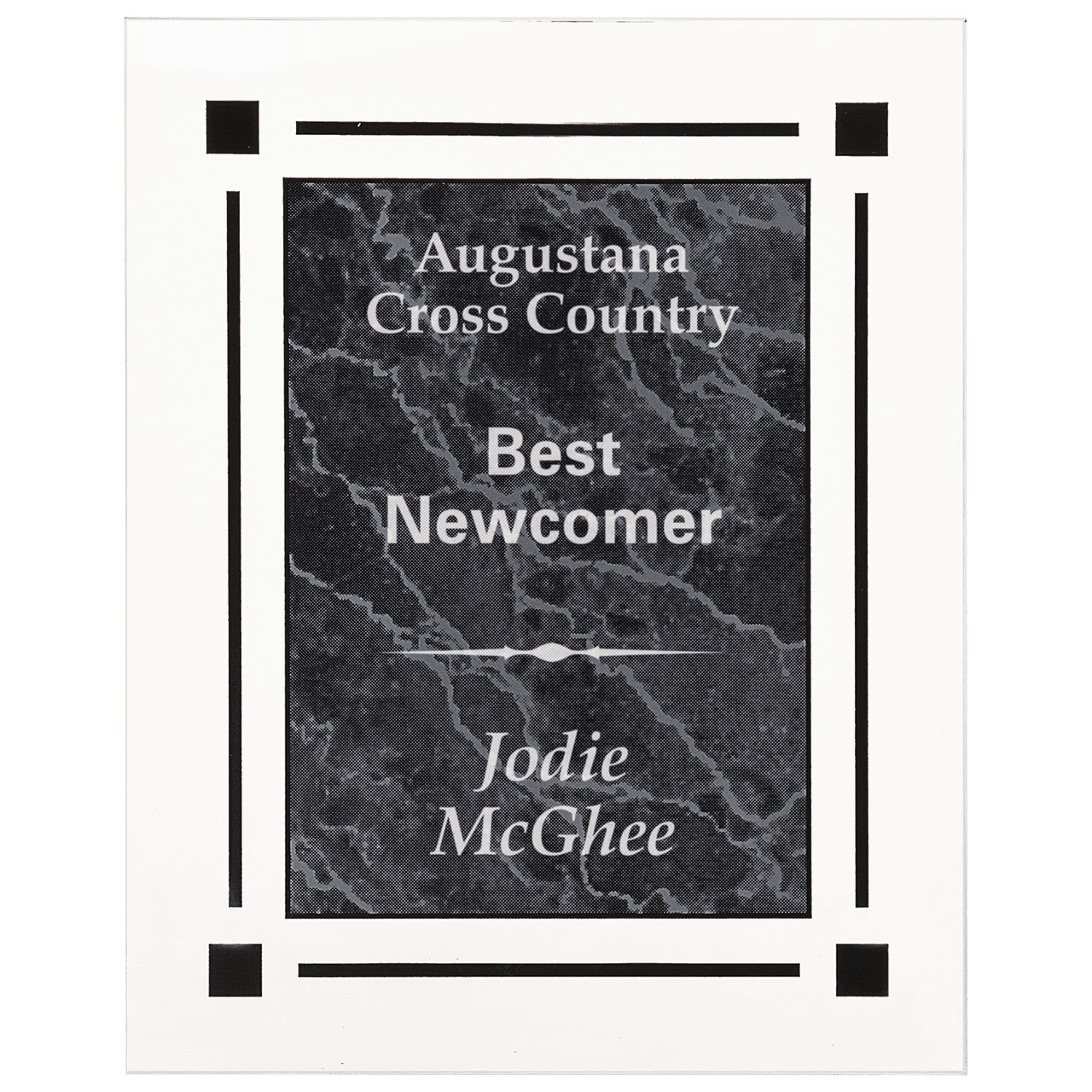 7" x 9" Black Marble Acrylic Clear Plaq