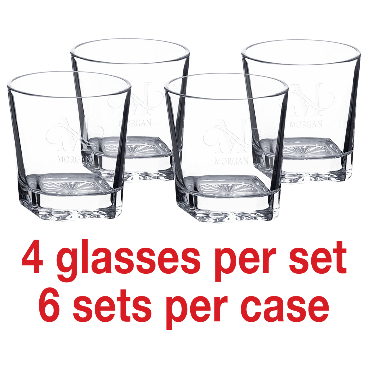 11 oz. Square Rocks Glasses in Printed Gift Box (Same Glasses as DCS301) Sold in Sets of 4, 6 Sets Per Case