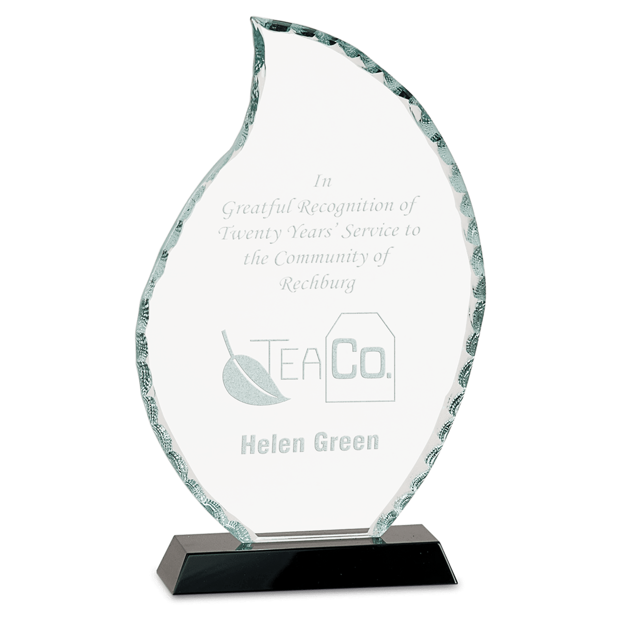 10 1/2" Flame Facet Glass on Black Base