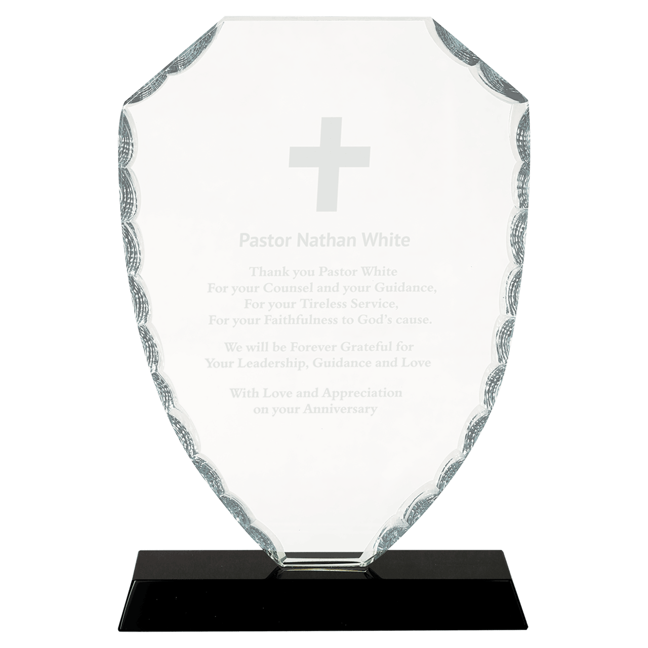 7 1/2" Shield Facet Glass on Black Base
