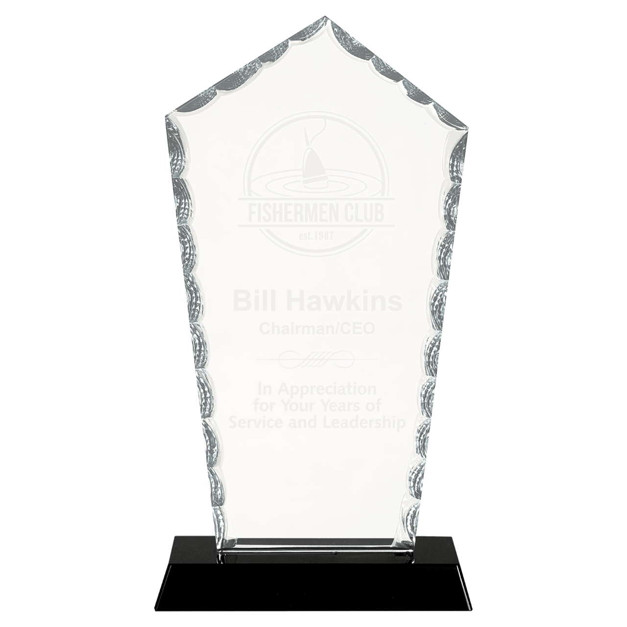 10 1/2" Flame Facet Glass on Black Base