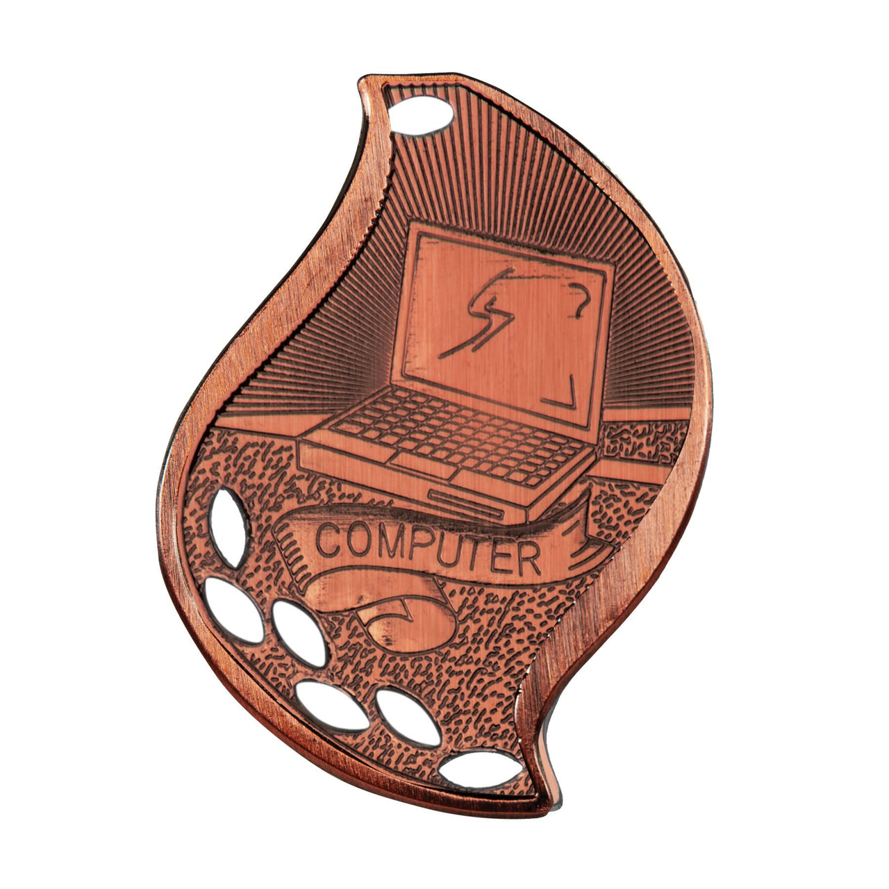2 1/4" Bright Silver Computer Laserable Flame Medal