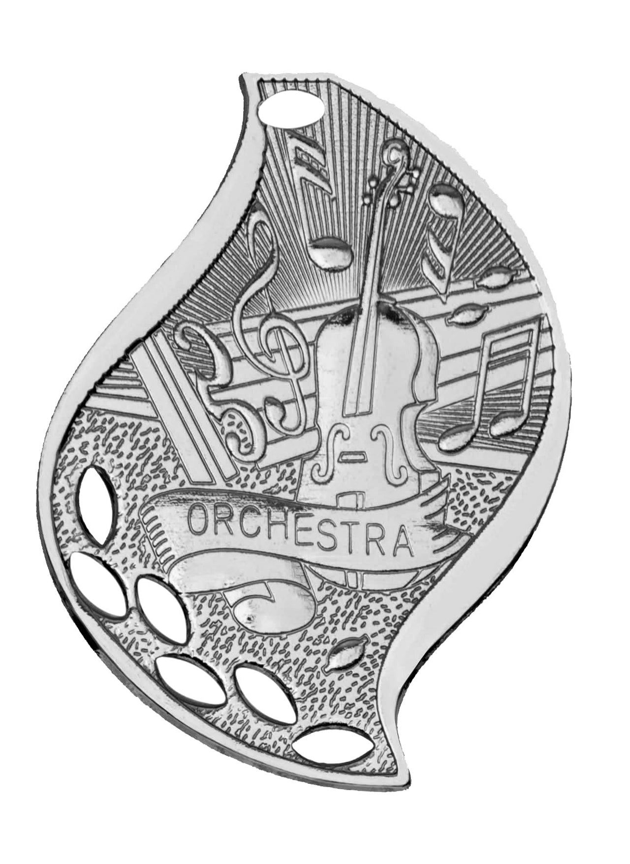 2 1/4" Bright Silver Orchestra Laserable Flame Medal