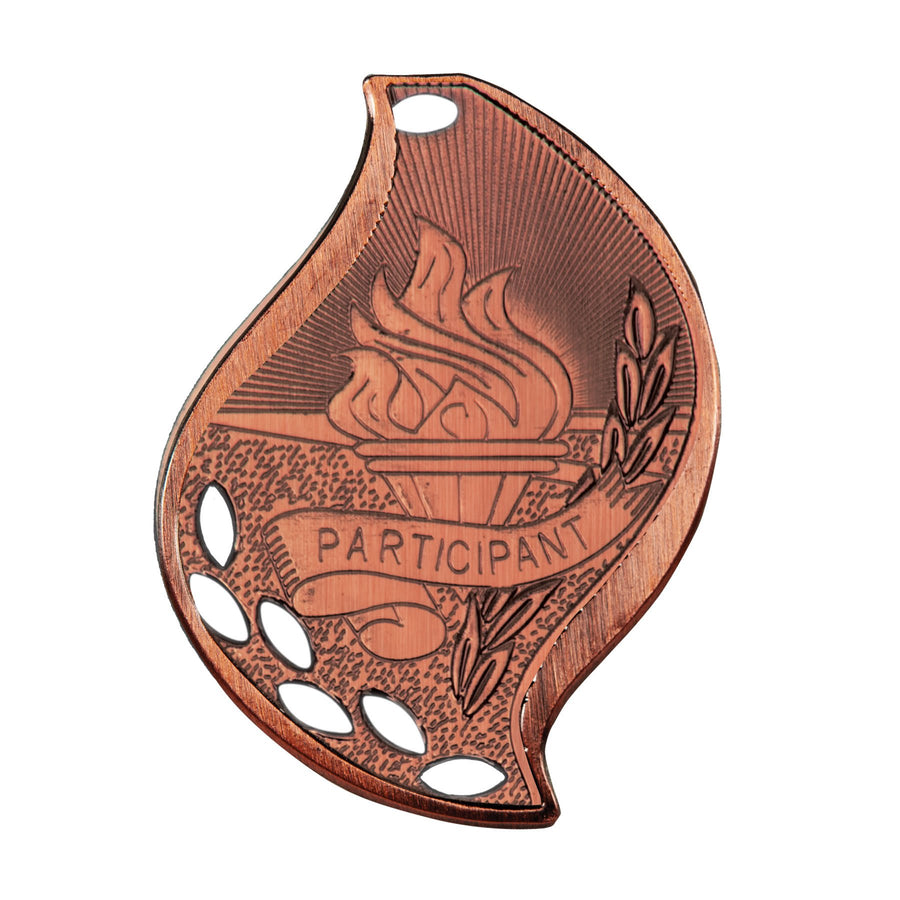2 1/4" Antique Bronze Participant Laserable Flame Medal