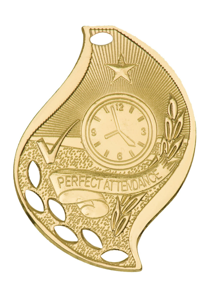 2 1/4" Antique Bronze Perfect Attendance Laserable Flame Medal